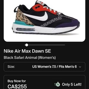 Nike Air Max Dawn SE Black Safari Animal Sneaker